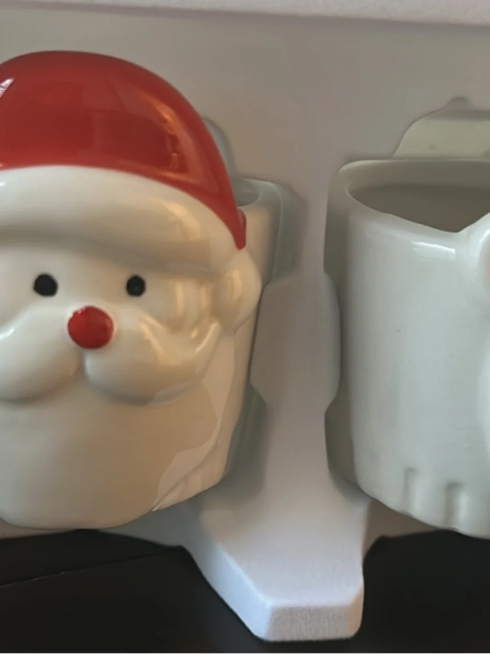 Ceramic Holiday Tidbit Set - Santa & Reindeer - White and Red